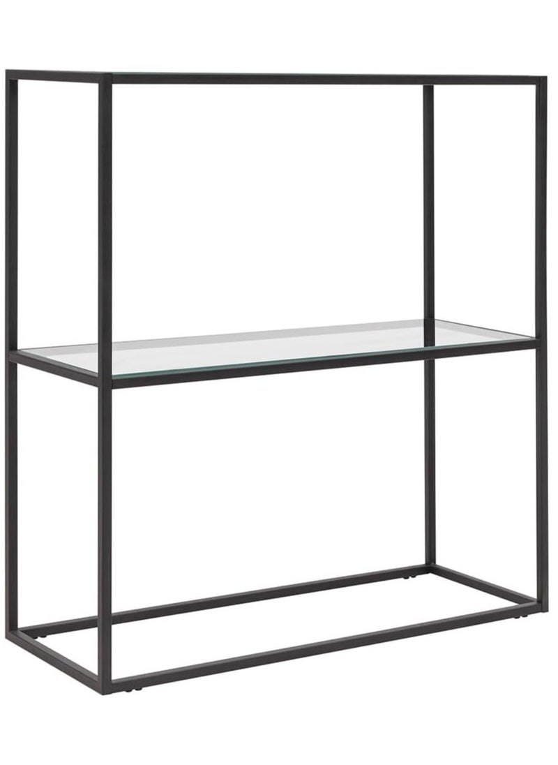 HOME TASTE TOMSUN Console Table with Storage Glass Shelve Pre Assembled Two-Tier Glass and Metal Shelving Unit for Modern Spaces  - Image 5