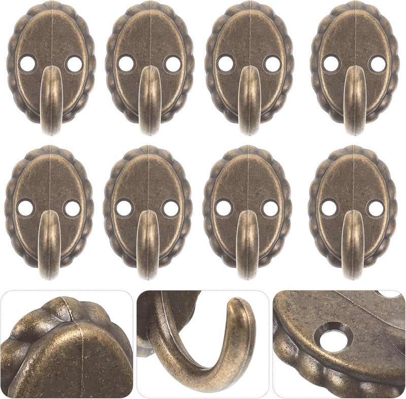 KICHOUSE 10pcs Vintage Wall Mounted Screw-in Coat Hooks 28x38mm Rustproof Heavy Duty Bag and Towel Hangers for Bathroom and Door Storage - Image 5