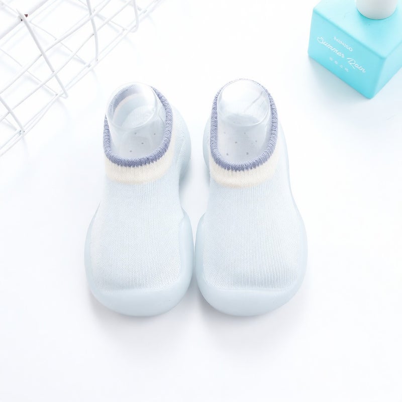 Factory direct cotton children's shoes socks soft rubber soles baby boys and girls indoor shoes breathable and comfortable do not take off the heel Light blue 18/19（11.5cm） - Image 1