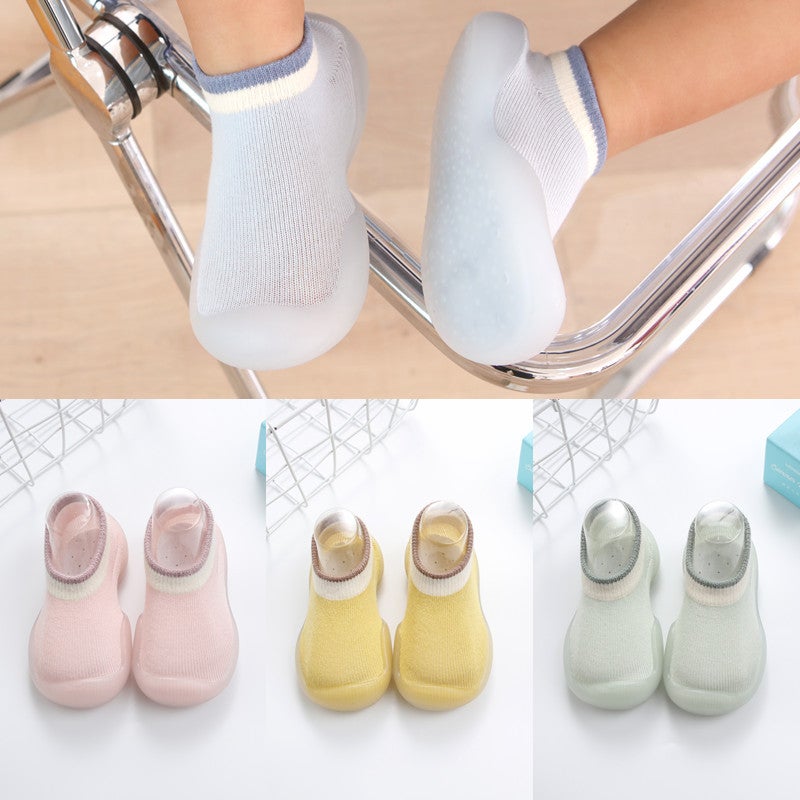 Factory direct cotton children's shoes socks soft rubber soles baby boys and girls indoor shoes breathable and comfortable do not take off the heel Light blue 18/19（11.5cm） - Image 2