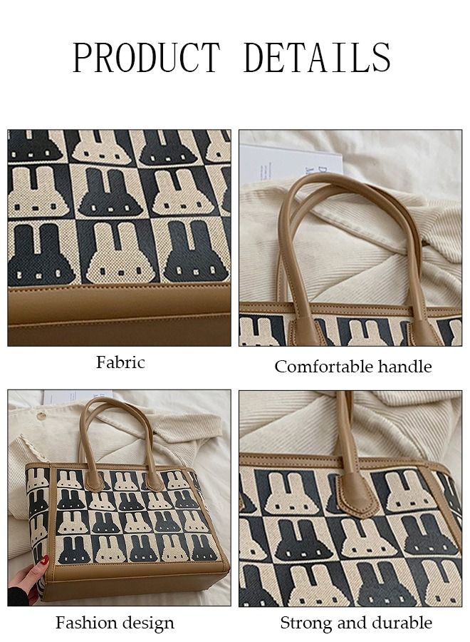 DUNISO Women's Shoulder Tote Bag Faux Leather Handbag For Women Large Capacity Bucket Bag Fashionable Travel Messenger Shoulder Bag For Ladies Girls College Students - Image 4