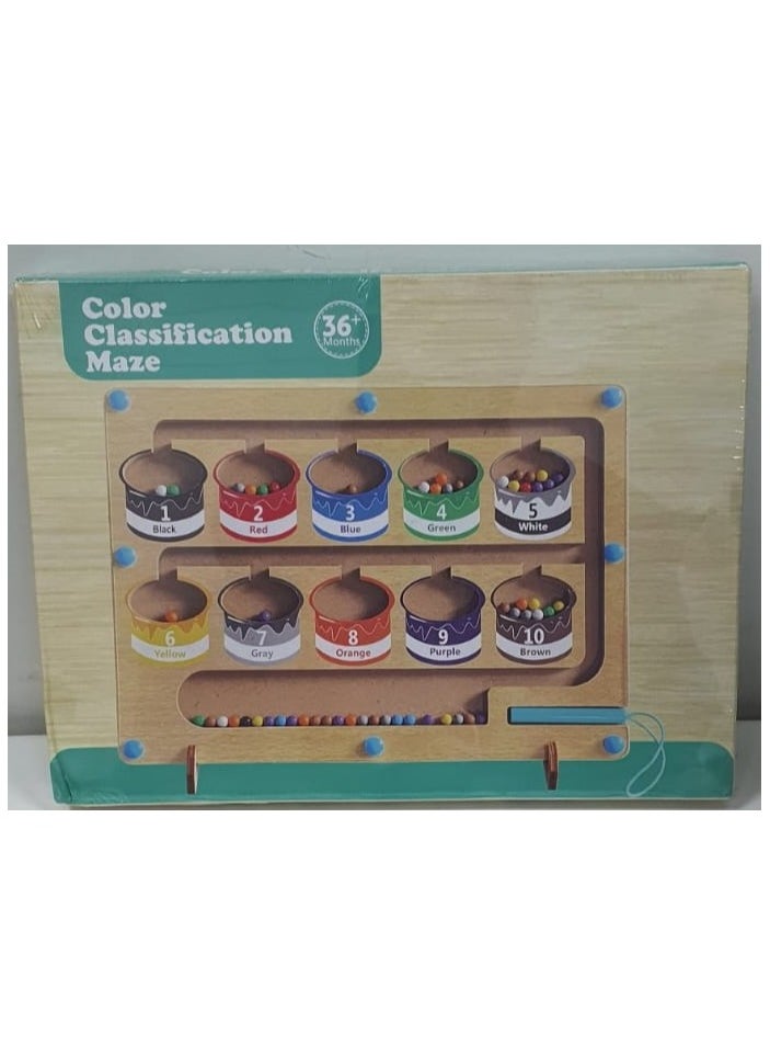 Magnetic Game Labyrinth, Colours Learning Sorting Game Montessori Toy with 2 Tray, Numbers Learning Sorting Game, Wooden Montessori Toy from 1 Year  - Image 1