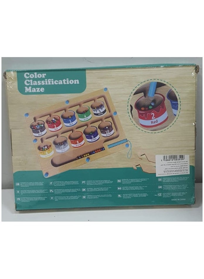 Magnetic Game Labyrinth, Colours Learning Sorting Game Montessori Toy with 2 Tray, Numbers Learning Sorting Game, Wooden Montessori Toy from 1 Year  - Image 2