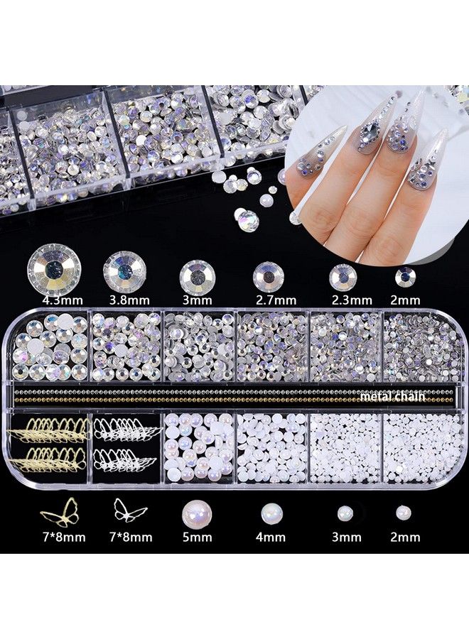 CESUSME 3D Acrylic Butterfly White Flowers Bear Nail Charms Cute Nail Charms Mixed Starry Ab Crystal Nail Rhinestones Multi Sizes Crystal Gems Stones For Nail Art Diy Jewelry Accessories Crafting - Image 4