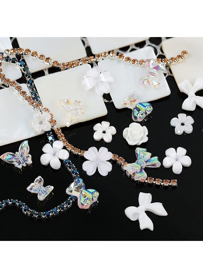 CESUSME 3D Acrylic Butterfly White Flowers Bear Nail Charms Cute Nail Charms Mixed Starry Ab Crystal Nail Rhinestones Multi Sizes Crystal Gems Stones For Nail Art Diy Jewelry Accessories Crafting - Image 5