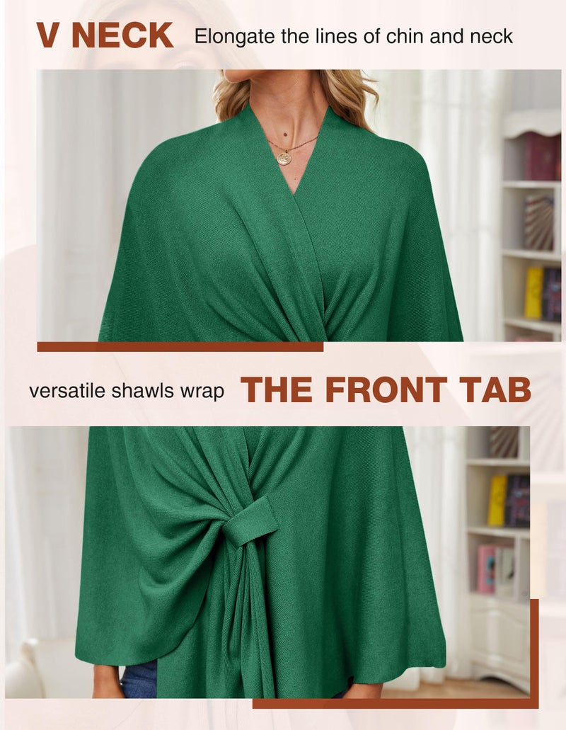 PULI Women's Elegant Shawl Wraps Soft Open Front Poncho Sweater for Spring Fall Winter sea green - Image 5