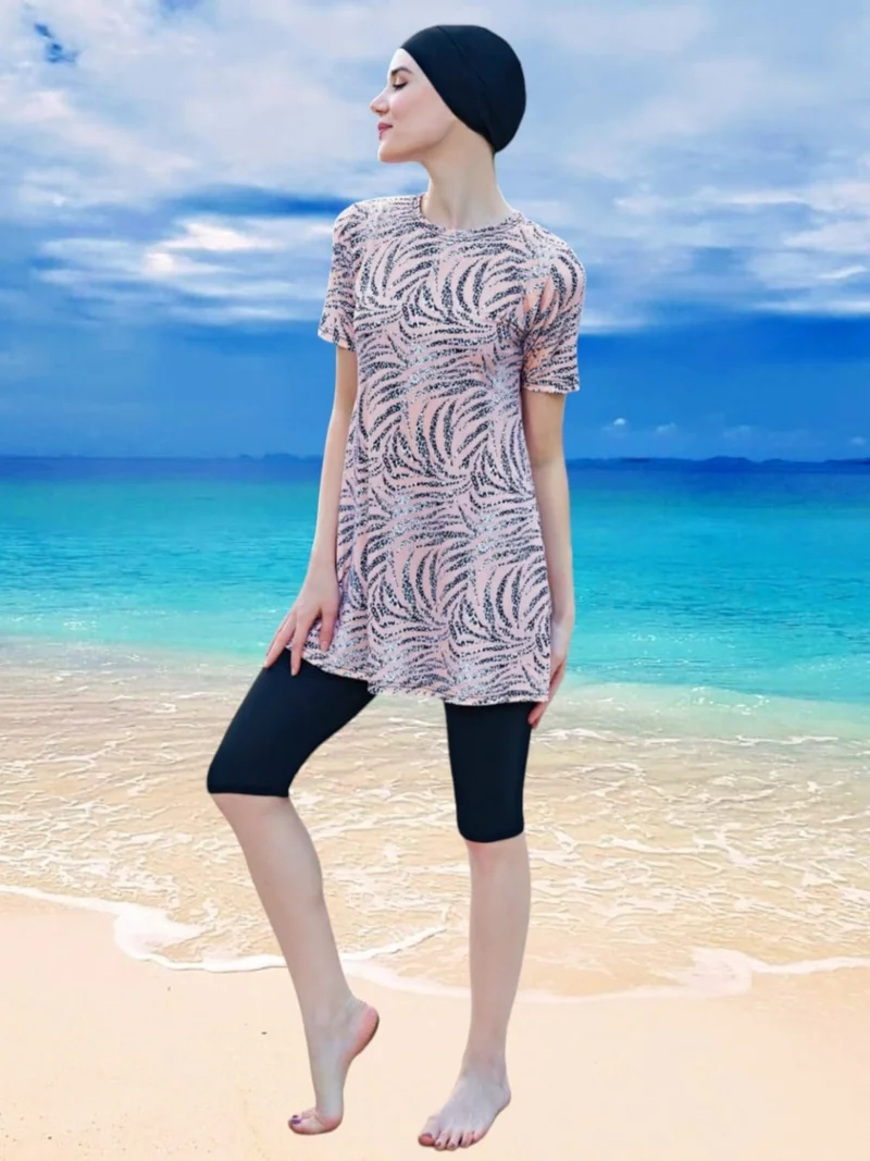 تيزجيلسين Women's Plus Size Short Sleeve Tights Hijab Swimsuit