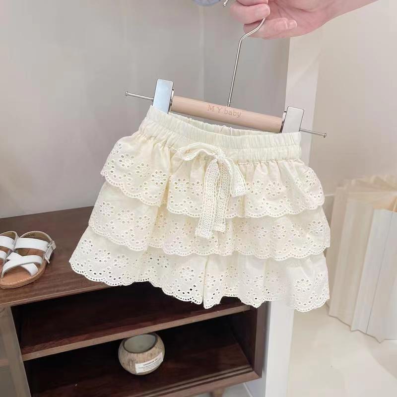 Summer New Girls Western Style Lace Lace 1-6 Years Old Baby Girl Skin-Friendly Pure Cotton Shorts 3 Baby Girl Childrens Hot Pants Apricot 