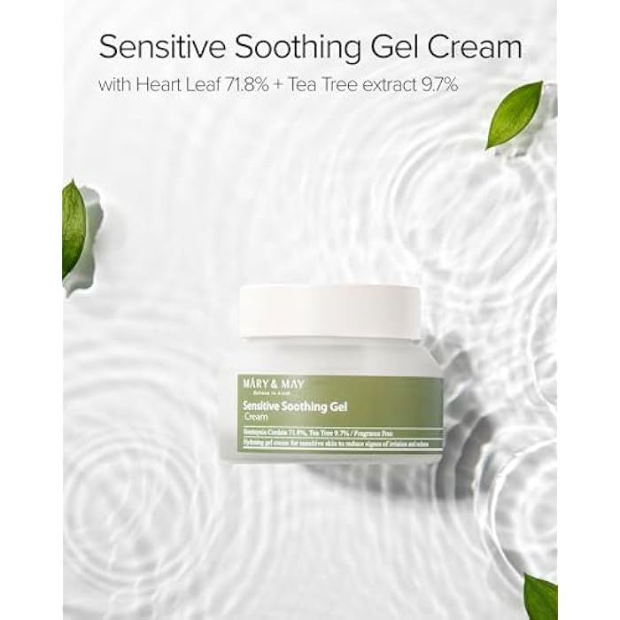 MARY & MAY Mary&May Sensitive Soothing Gel Cream - Instant Cooling and Redness Relief, Pore-Tightening Face Cream with Tea Tree and Houttuynia Cordata Extracts - No Sticky, Refreshing Finish, 2.46oz. - Image 2