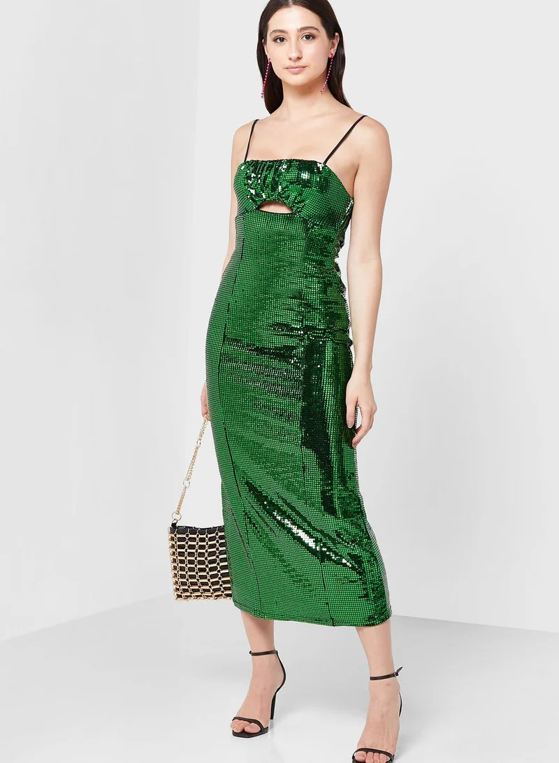 green emerald velvet dress Rent Topshop Disco Sequin Midi Dress In Bright Green