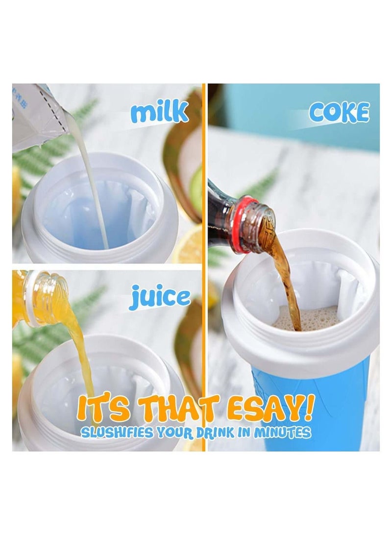 Slushy Maker Ice Cup Travel Portable Double Layer Silica Cup Pinch Cup Hot Summer Cooler Smoothie Silicon Cup Pinch into Ice Children's Adult Slushy Ice Cup Pink - Image 2