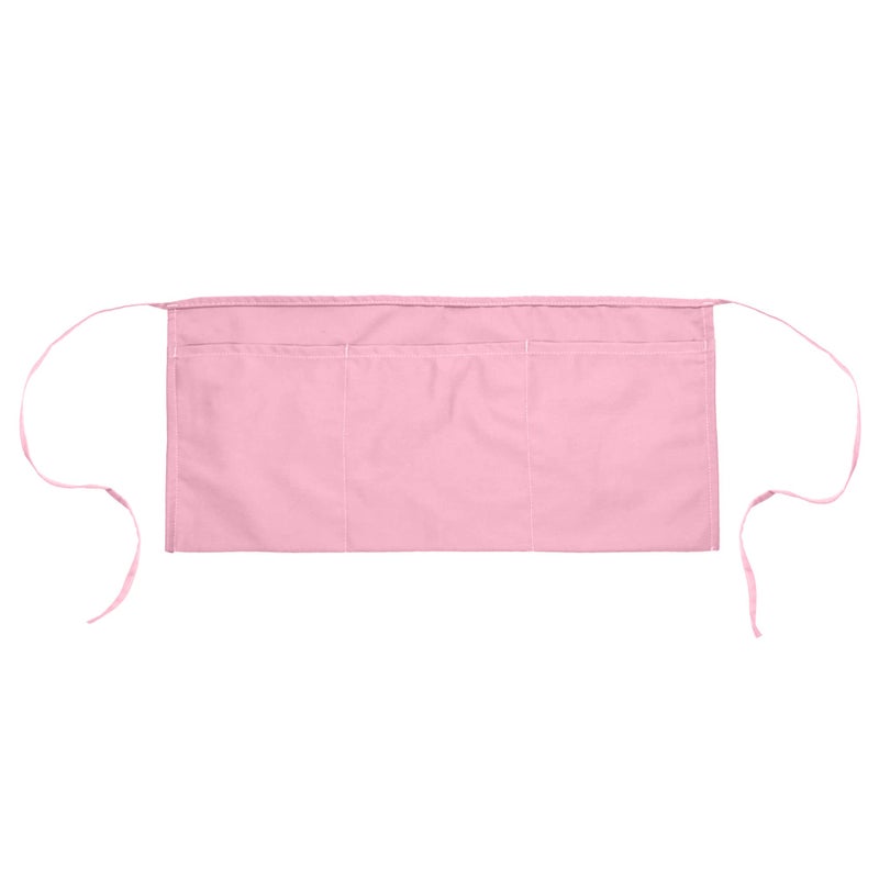 DALIX Waist Aprons Commercial Restaurant Home Bib Spun Poly Cotton Kitchen 3 Pockets 1 Pink
