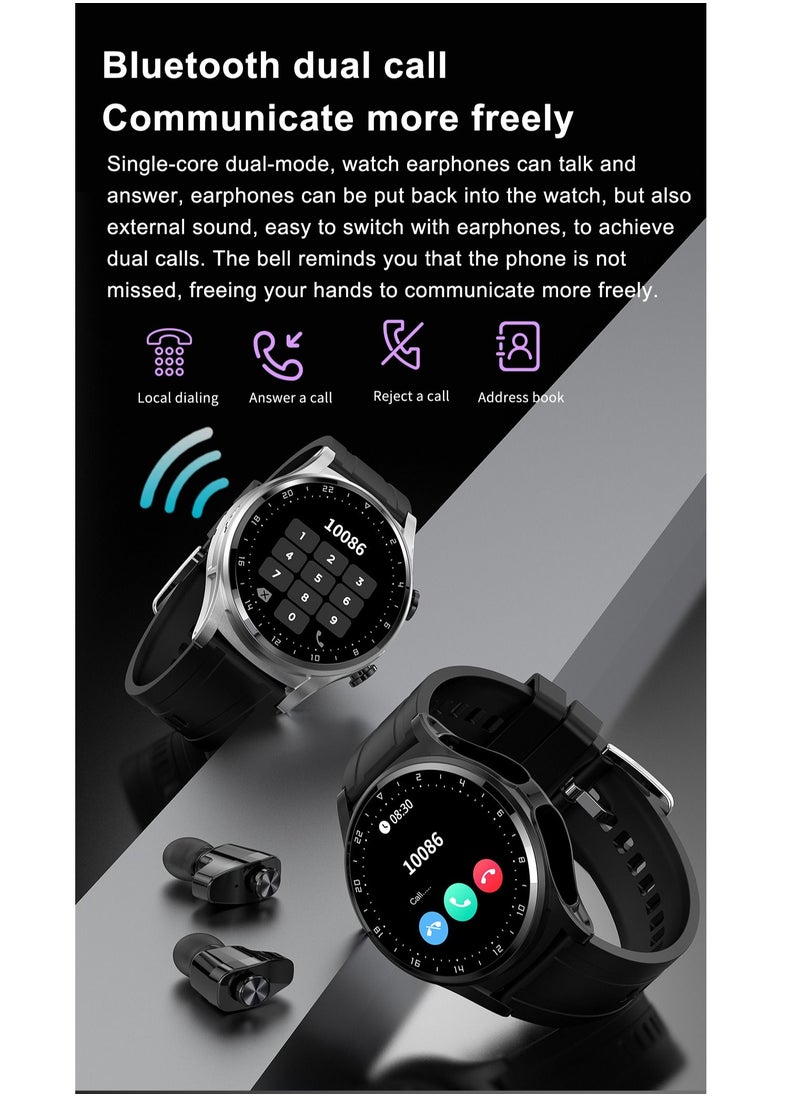 AROAQ - GT66 Smart Watch with TWS Earphones NFC Music Control 1.39 HD Screen Bluetooth Call Healthy Monitoring 100+ Sports Modes - Image 1