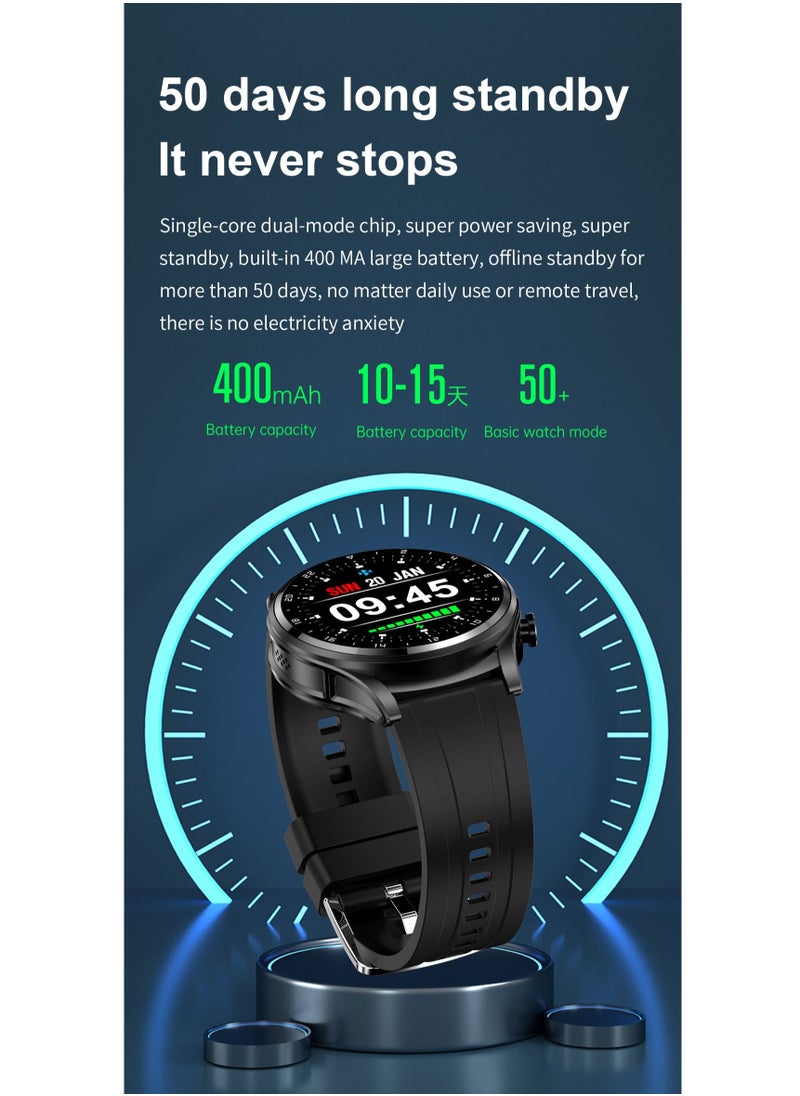 AROAQ - GT66 Smart Watch with TWS Earphones NFC Music Control 1.39 HD Screen Bluetooth Call Healthy Monitoring 100+ Sports Modes - Image 1