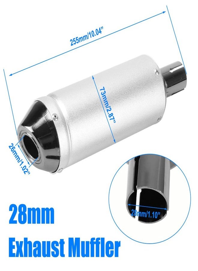 CMIYETO 28mm 1.1 Inch Exhaust Muffler Pipe Kit for 50cc 70cc 90cc 110cc 125cc 150cc CRF50 XR50 KLX Coolster SSR Thumpstar TTR YCF Lifan Apollo Chinese Pit Trail Dirt Bike Mini Bike ATV Silver - Image 2