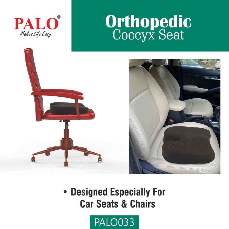 PALO PALO033 Orthopedic Memory Foam Coccyx Seat Cushion for Tailbone Pain Relief for OfficeHome Chair M Below 80Kg Wt Black Mesh - Image 4