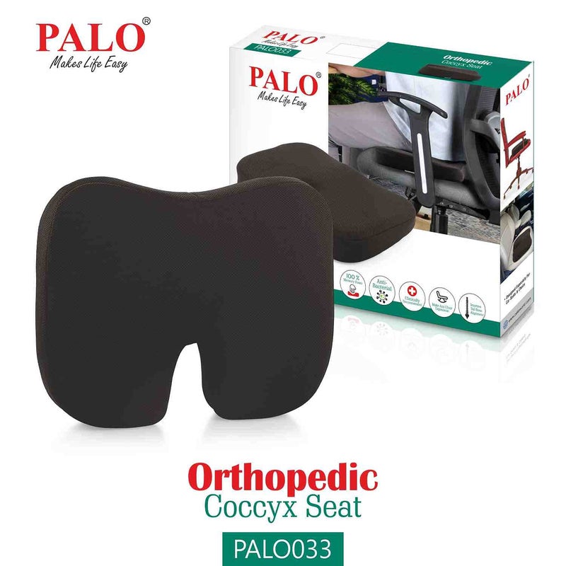 PALO PALO033 Orthopedic Memory Foam Coccyx Seat Cushion for Tailbone Pain Relief for OfficeHome Chair M Below 80Kg Wt Black Mesh - Image 5