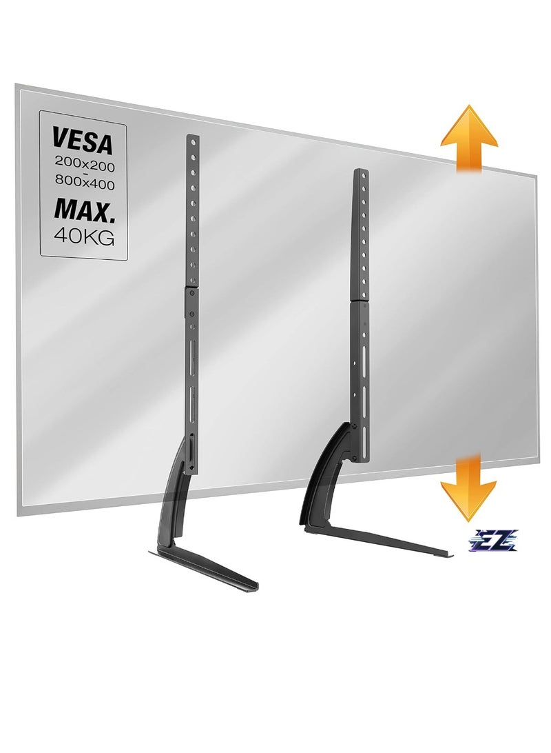 ELTRAZONE Universal TV Stand Height Adjustable TV Stand for 30-65 Inch up to 40 kg, Max. VESA 800 x 400, Sturdy Steel, Black - Image 1