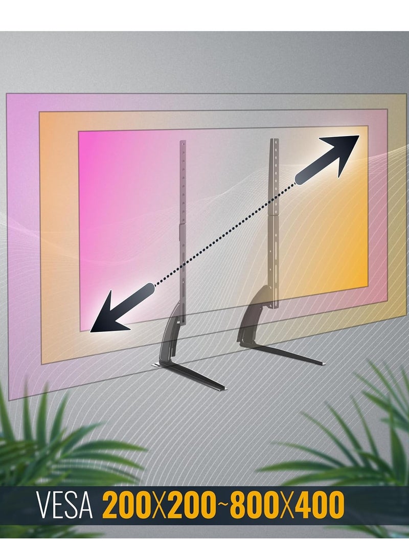 ELTRAZONE Universal TV Stand Height Adjustable TV Stand for 30-65 Inch up to 40 kg, Max. VESA 800 x 400, Sturdy Steel, Black - Image 4