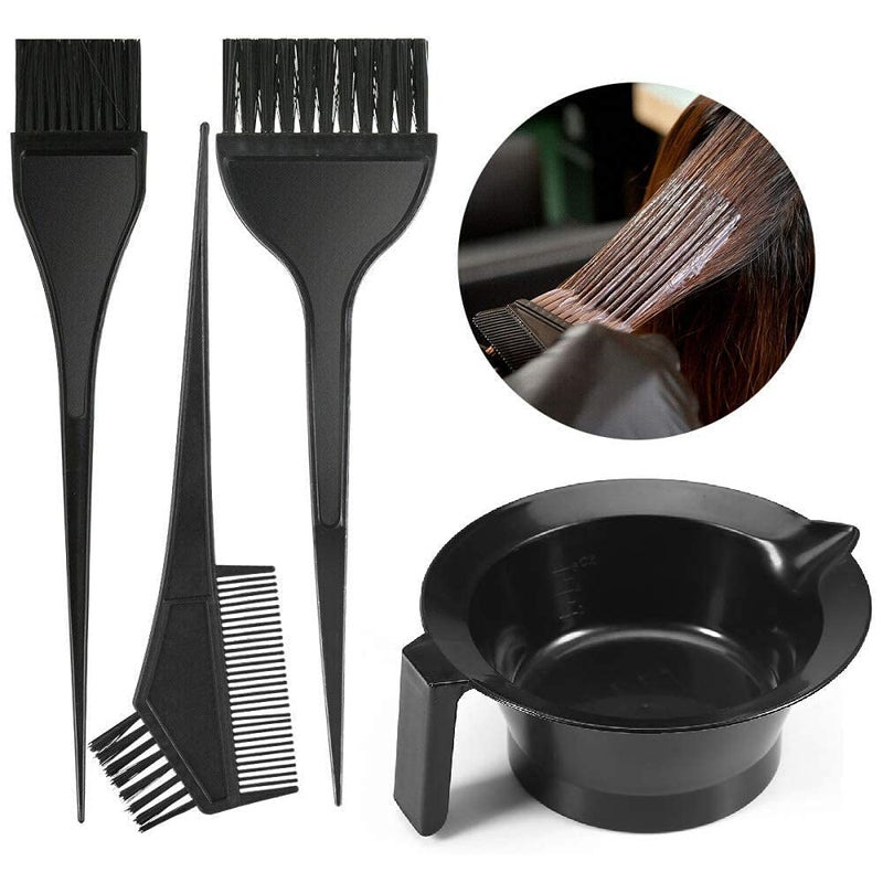 CRIYALE Hair Dye Coloring Bowl Salon Tools, Professional Hair Colouring Dyeing Kit Nylon Bristles Brush With Bowl Set For Men And Women - Black (3 Brush - 1 Bowl) (4Pc-Haircomb-A1), 300 milliliter - Image 5