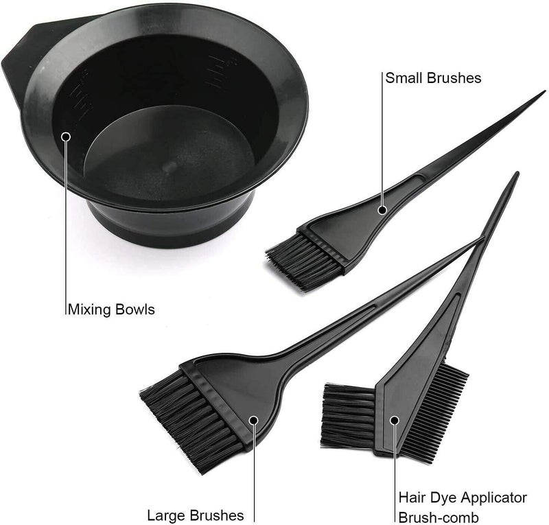 CRIYALE Hair Dye Coloring Bowl Salon Tools, Professional Hair Colouring Dyeing Kit Nylon Bristles Brush With Bowl Set For Men And Women - Black (3 Brush - 1 Bowl) (4Pc-Haircomb-A1), 300 milliliter - Image 4