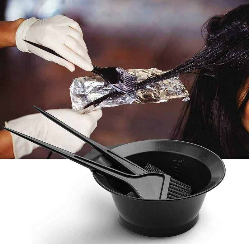 CRIYALE Hair Dye Coloring Bowl Salon Tools, Professional Hair Colouring Dyeing Kit Nylon Bristles Brush With Bowl Set For Men And Women - Black (3 Brush - 1 Bowl) (4Pc-Haircomb-A1), 300 milliliter - Image 2