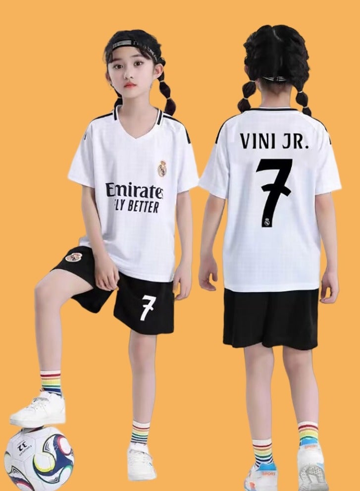 M MIAOYAN Real Madrid 25 Home Vinicius Junior Jersey A stylish and lightweight jersey with gold accents and legendary football history - Image 1