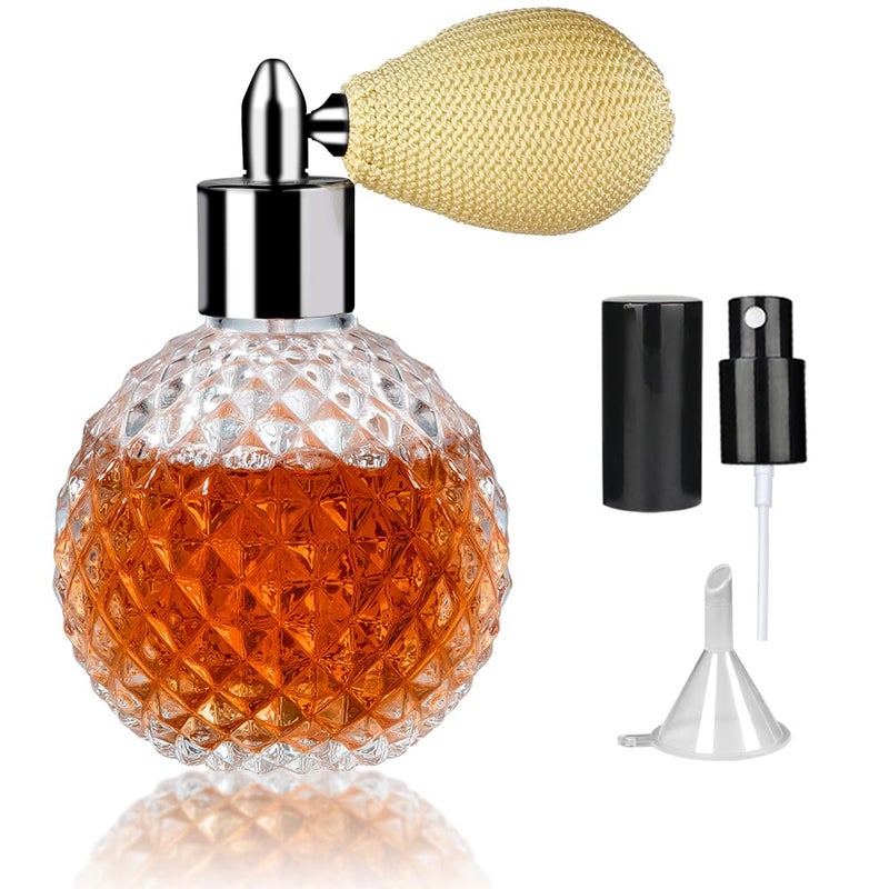 LINALL Vintage Atomizer Spray Bottle Perfume Bottle-100ml/3.4oz Empty Refillable Perfume Atomizer Glass Bottle Great for Home Decoration Cocktail - Image 1