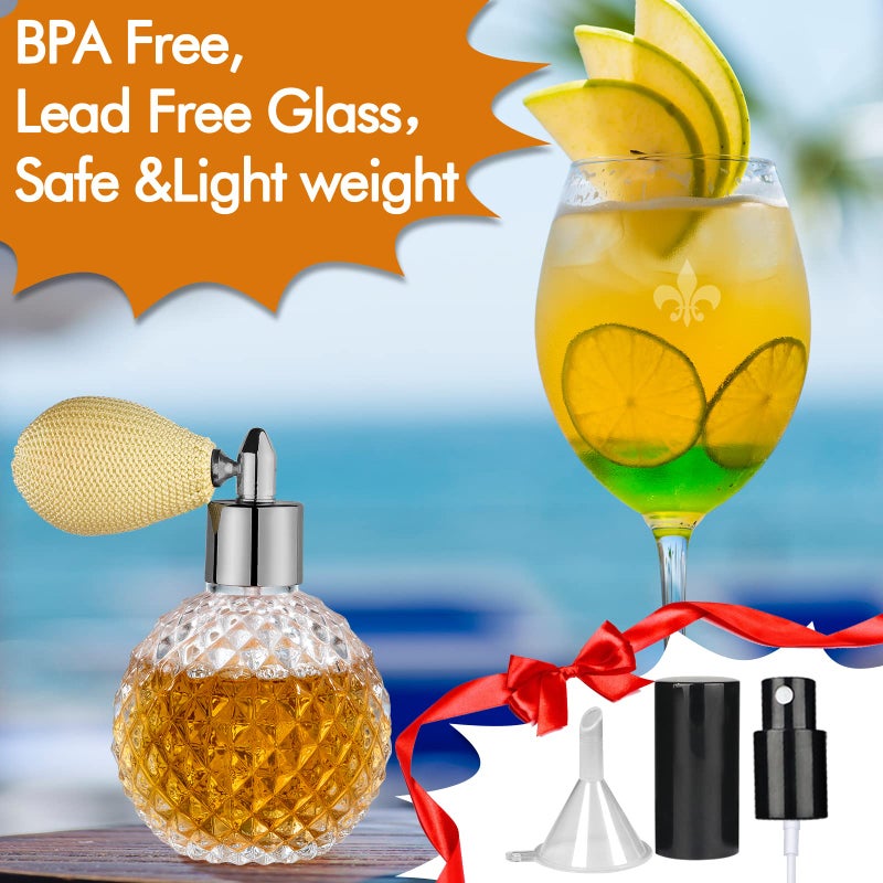 LINALL Vintage Atomizer Spray Bottle Perfume Bottle-100ml/3.4oz Empty Refillable Perfume Atomizer Glass Bottle Great for Home Decoration Cocktail - Image 5
