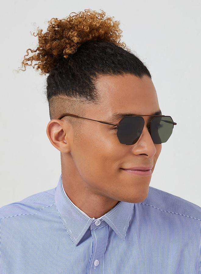 30Sundays Megève,Men Sunglasses, Geometric Sunglasses, UV Protection: UV400 (Brown,Green) - Image 5