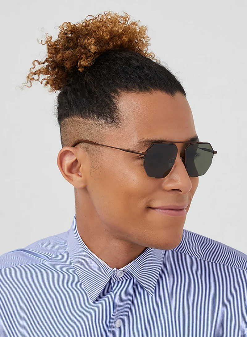 30Sundays Megève,Men Sunglasses, Geometric Sunglasses, UV Protection: UV400 (Brown,Green)