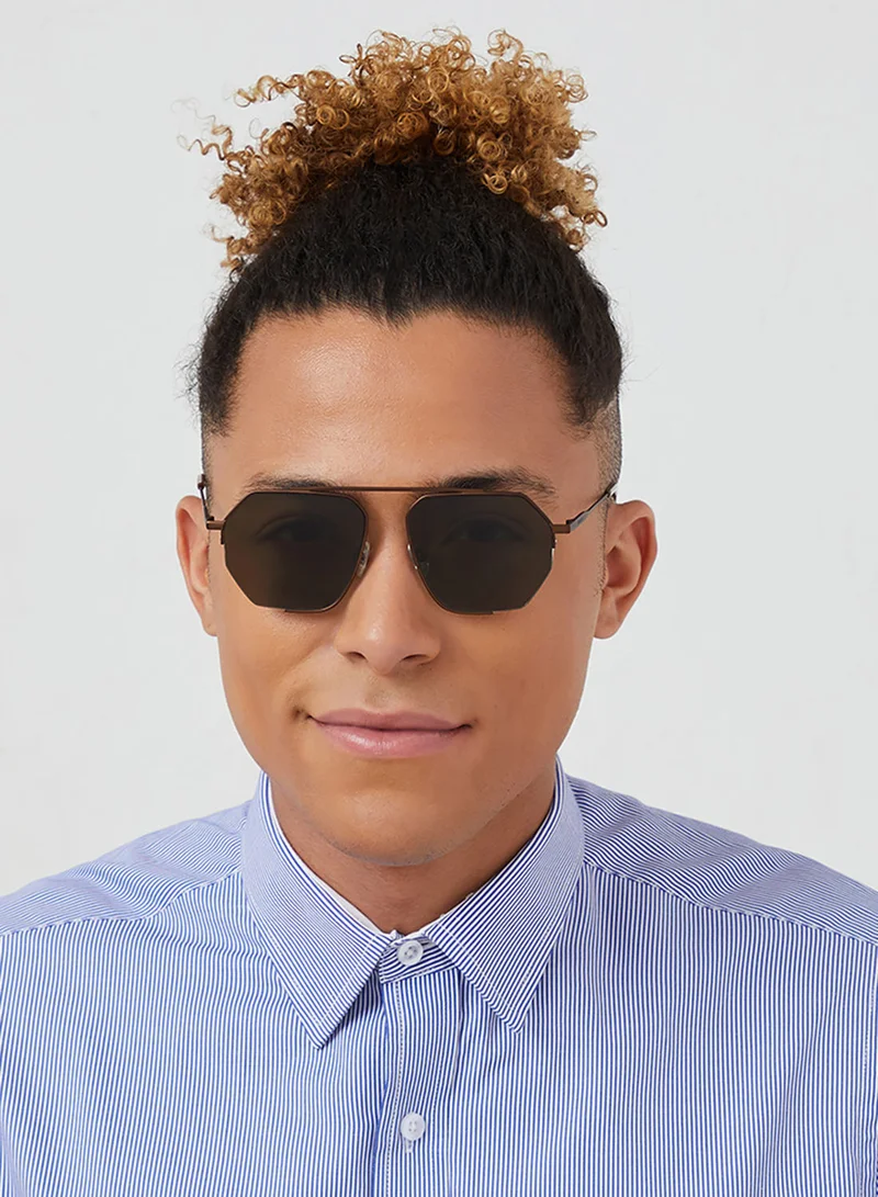 30Sundays Megève,Men Sunglasses, Geometric Sunglasses, UV Protection: UV400 (Brown,Green)