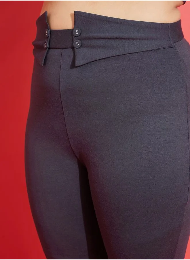 ساسافراس Front Button Detail Bell Bottom Trousers by Styli
