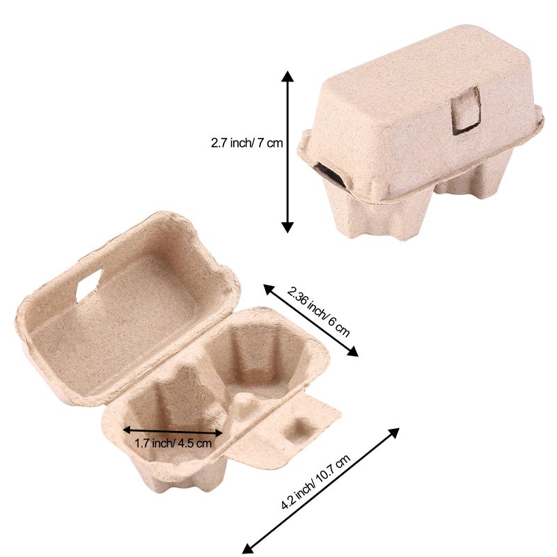 LayHyand Egg Cartons 2 Count Cheap Bulk, 30 Pack 2 Cell Containers Vintage Easter Style, 1/6 Dozen Sturdy Natural Pulp Kraft Paper Holder Box for Storage Fresh Chicken Huevo - Image 3