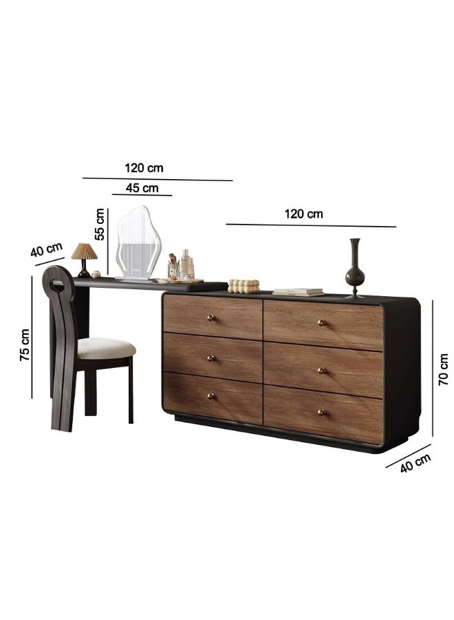 Baytonia Dressing Table Pascal with Mirror - Brown & Black - Image 4