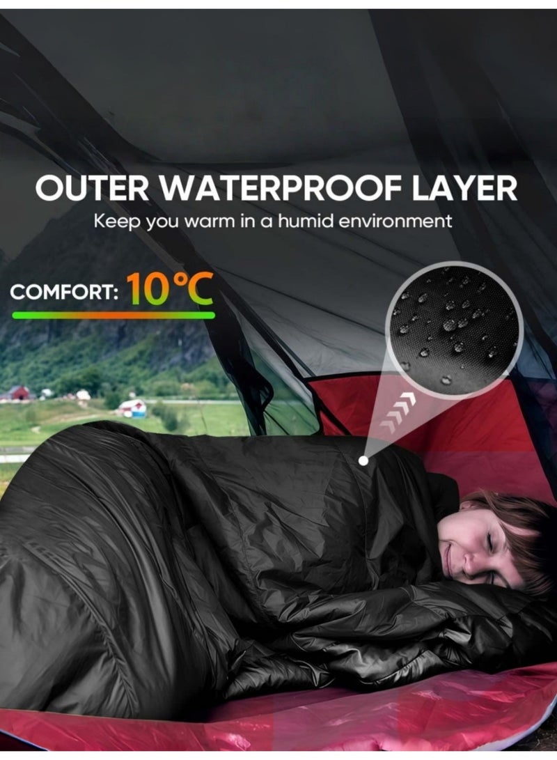Portable waterproof sleeping bag, lightweight camping sleeping bag, 210cm*75cm, all-season sleeping bag, suitable for both warm and cold weather, comes with a storage bag, can be used indoors and outdoors, microfiber filling, suitable for children, teenagers and adults, suitable for backpacking/hiking/camping/mountaineering. - Image 2