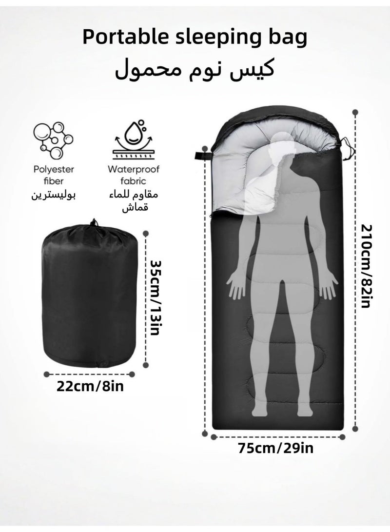 Portable waterproof sleeping bag, lightweight camping sleeping bag, 210cm*75cm, all-season sleeping bag, suitable for both warm and cold weather, comes with a storage bag, can be used indoors and outdoors, microfiber filling, suitable for children, teenagers and adults, suitable for backpacking/hiking/camping/mountaineering. - Image 1