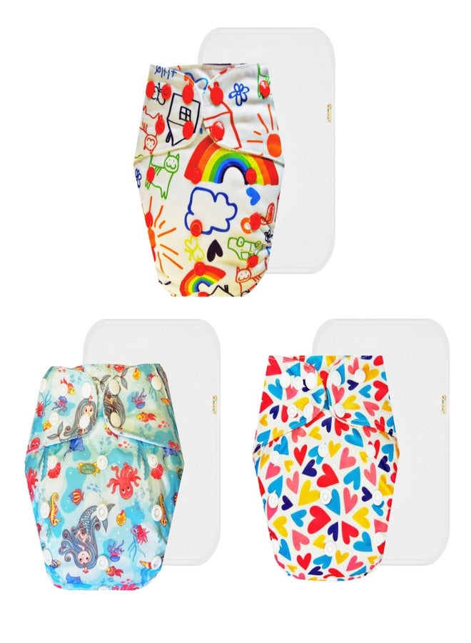 Dumbledo Premium Cloth Diaper with Cotton Insert (Pack of 3) | Snug Fit | Breathable | Travel Friendly | All-Day Wear | 3 Months - 3 Years | Unisex Baby - Image 1