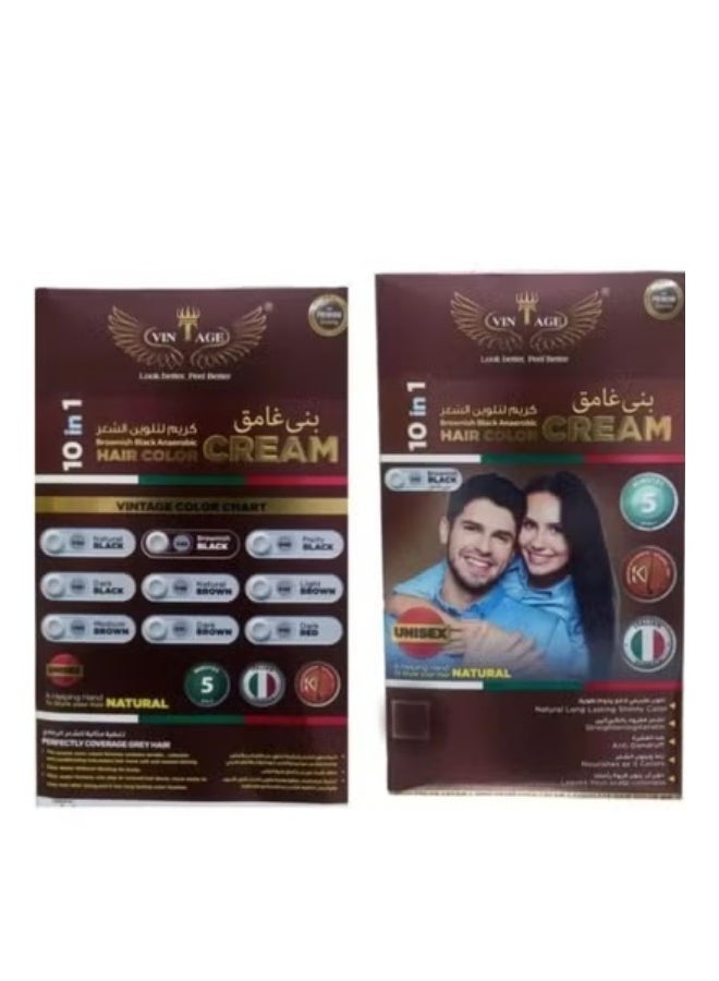 vintage Hair Color Cream 10x1 Dark Brown - Image 1