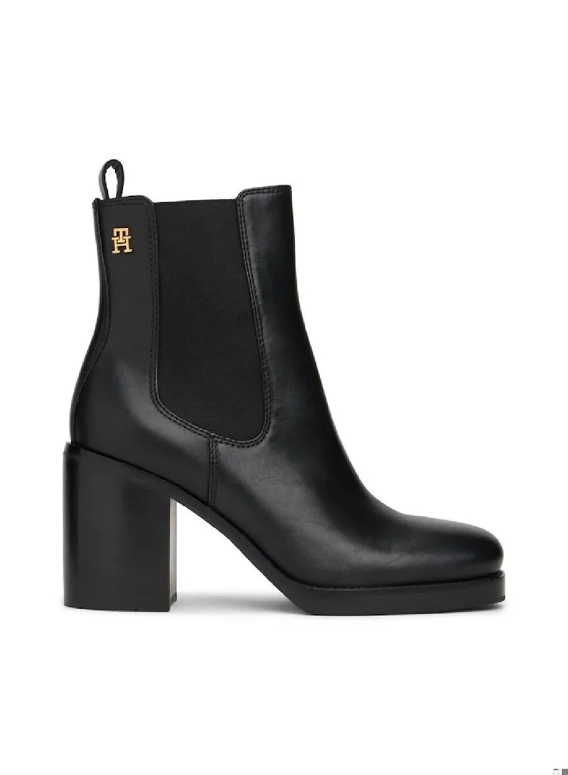 TOMMY HILFIGER Leather Square Toe Chelsea Block Heels