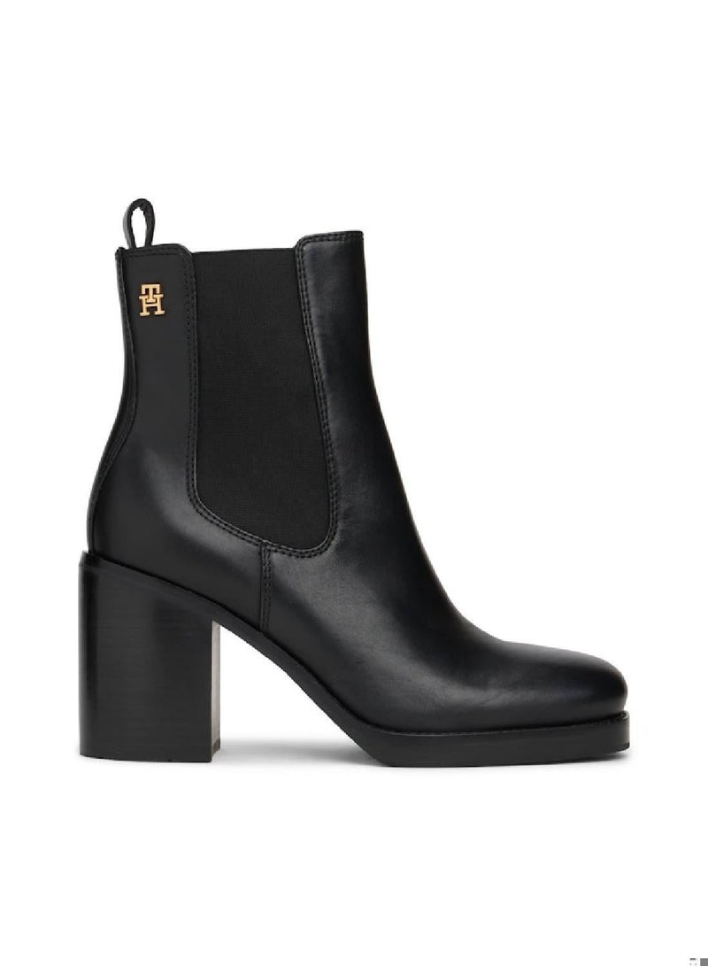 TOMMY HILFIGER Leather Square Toe Chelsea Block Heels - Image 1