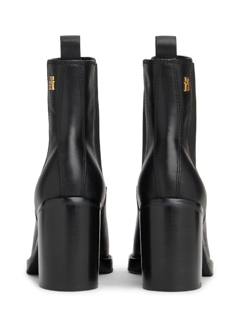 TOMMY HILFIGER Leather Square Toe Chelsea Block Heels - Image 3
