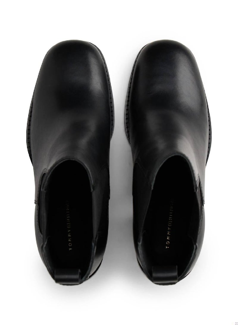 TOMMY HILFIGER Leather Square Toe Chelsea Block Heels - Image 4