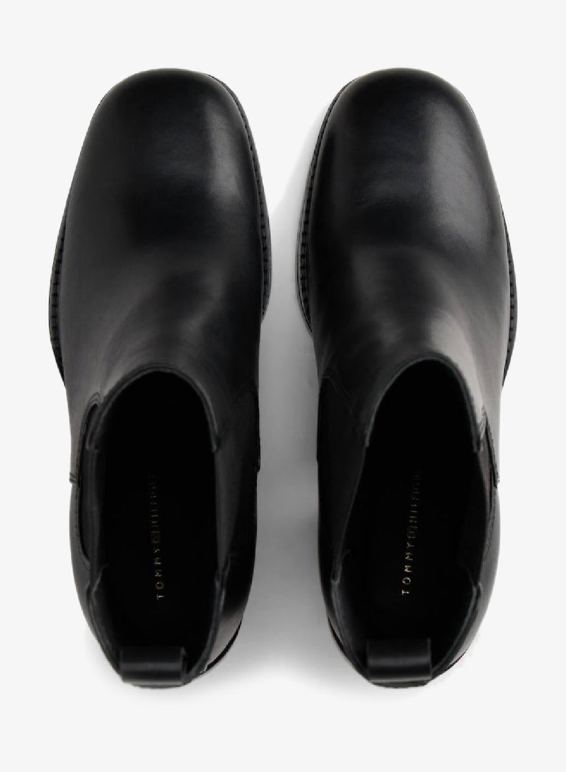 تومي هيلفيغر حذاء جلد تشيلسي بكعب سميك ومقدمة مربعة - Image 4