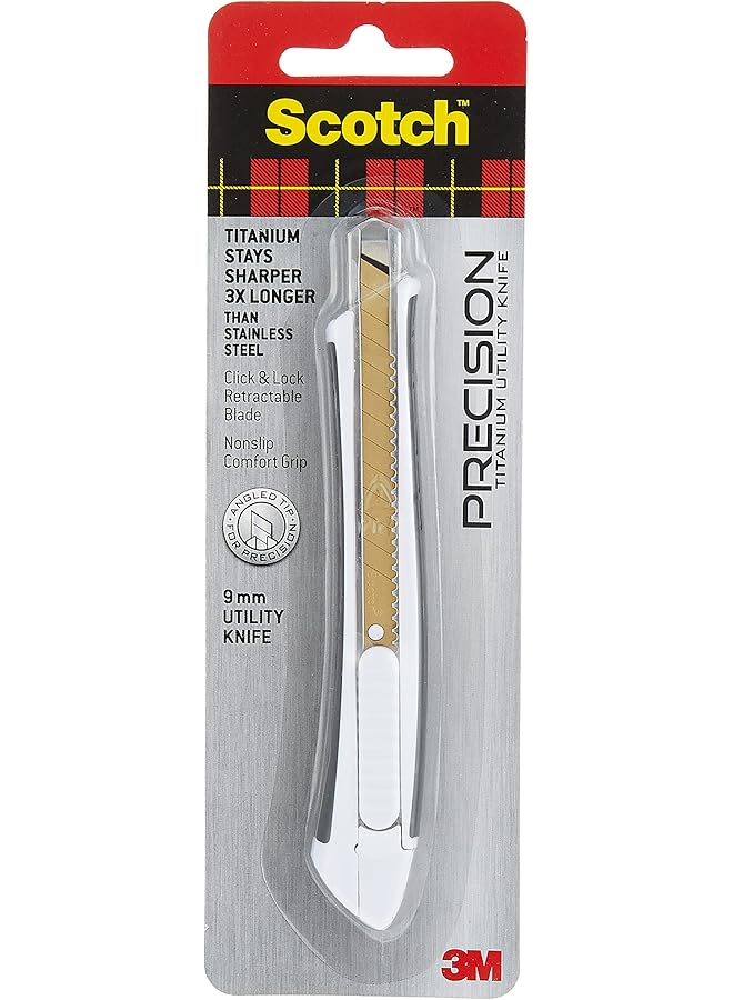 Scotch  Titanium Utility Knife 9Mm Blade, 1 Knife/Pack | Precision Knife | Cutter | Stainless Steel Blade | Great For Cutting Thick Materials As Cardboard, Foam Board, Plastic And More | Paper Cutter - Image 1