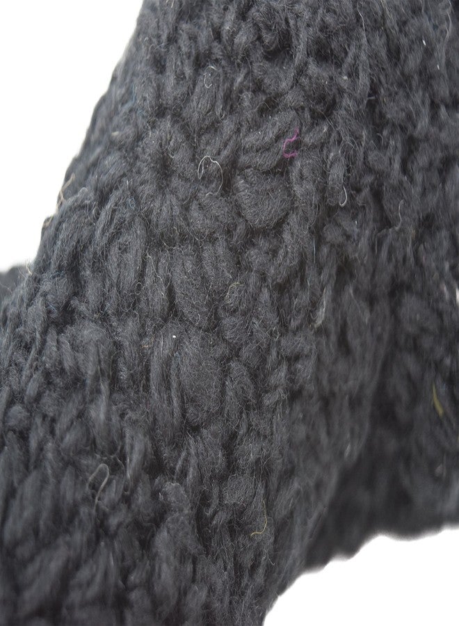 Nickanny's Thermal Insulated Lined Cable Knit Arm Warmer Fingerless Gloves Thumb Hole Gloves Mittens (Black) - Image 4