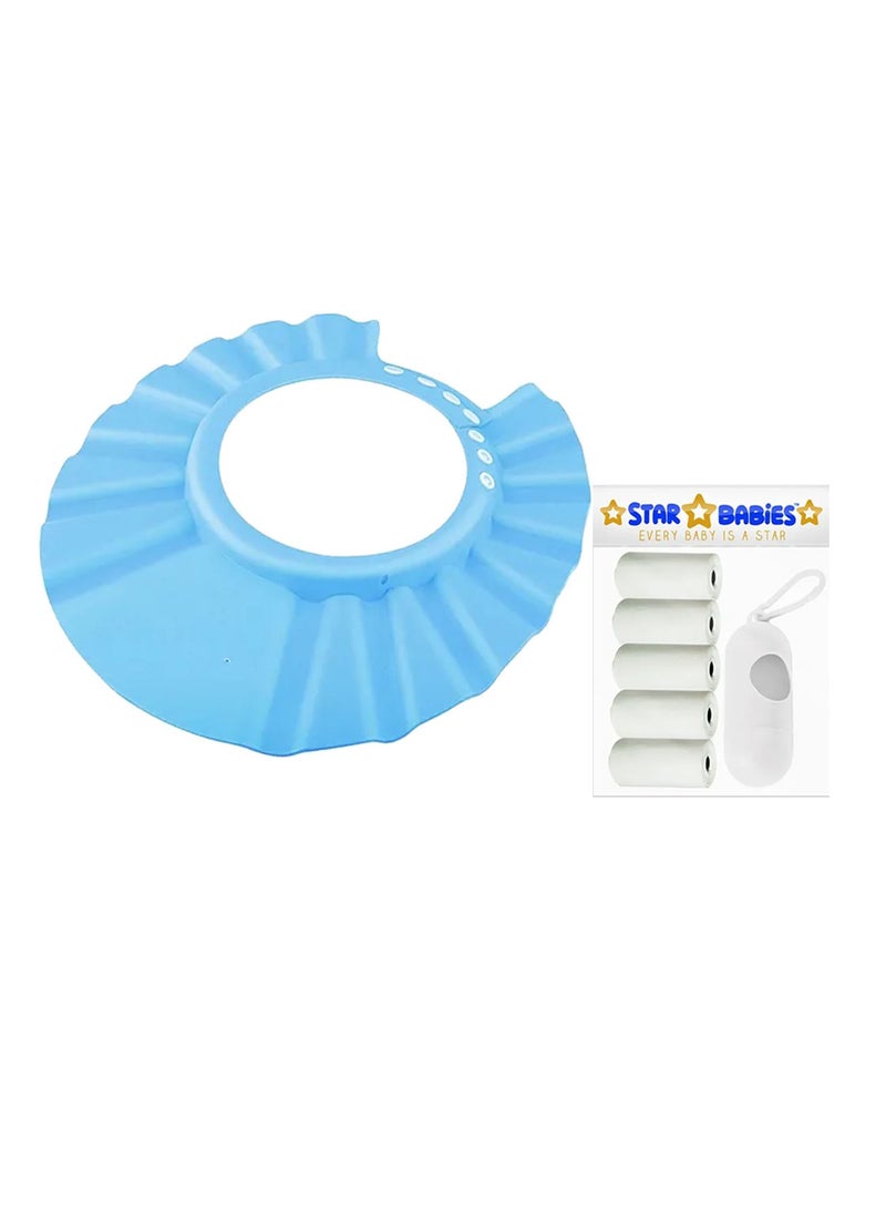 STAR BABiES Star Babies - Combo Pack of 2- Adjustable Shower Cap with Scented Bag (5 Pcs w/Dispenser) - White  - Image 1