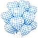 Biapian Blue White Checkered Heart Balloons 10 Pcs Light Blue Grid Heart Shape Balloon 18 Inch Lattice Foil Valentines Balloons for Kids Boys Birthday Wedding Valentines Bridal Baby Shower Party Decorations - Image 2