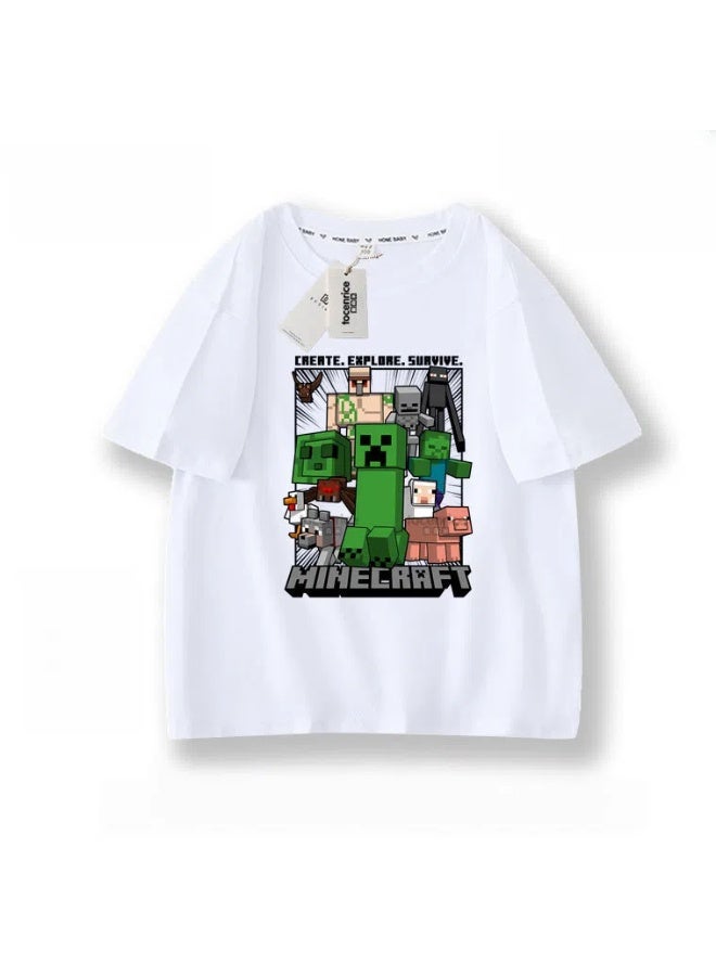 general Minecraft short-sleeved T-shirt clothes children's short-sleeved boys and girls casual tops - Image 1