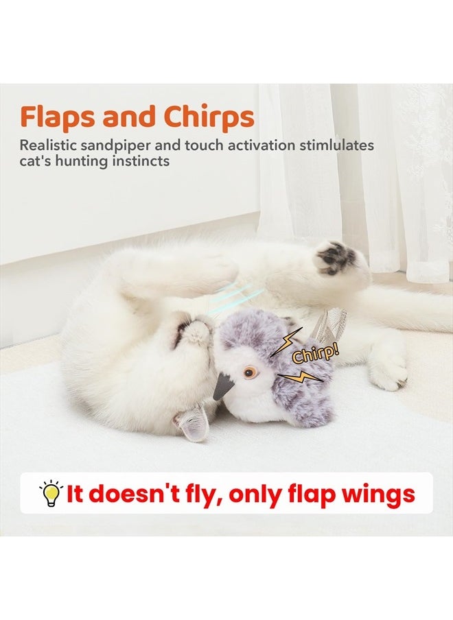 Potaroma Cat Toys Flapping Bird (No Flying), Lifelike Sandpiper Chirp Tweet, Rechargeable Touch Activated Kitten Toy Interactive Cat Exercise Toys for All Breeds Cat Kicker Catnip Toys 4.0"  - Image 2